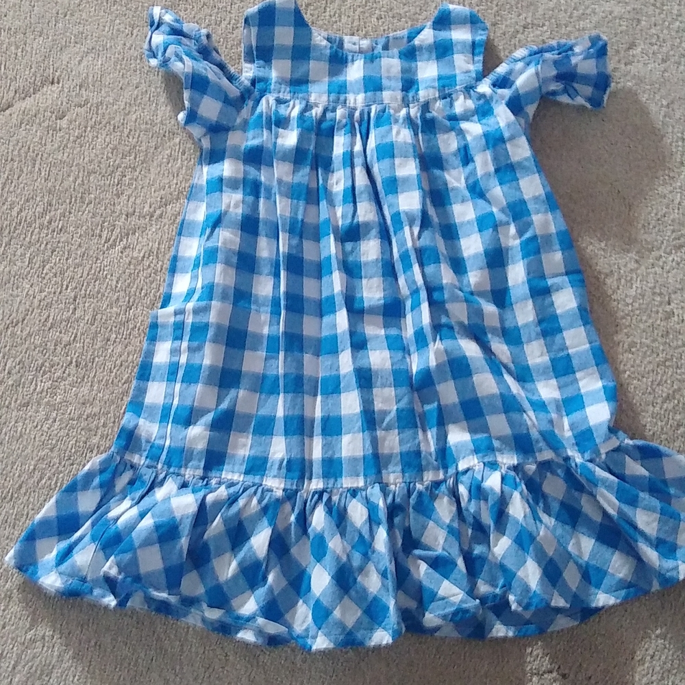 H&m blue cotton plaid dress 6-7
